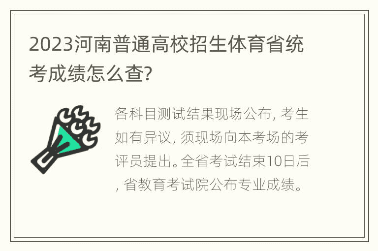 如何查询2023年河南省普通高等学校招生体育统一考试成绩？ 